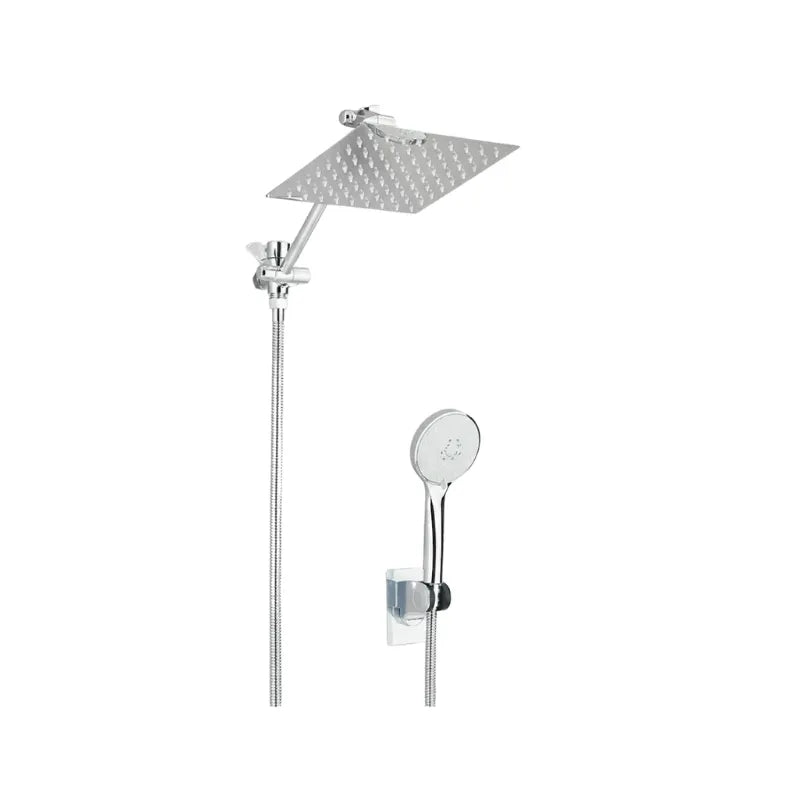 Pommeau de douche double chrome sur fond blanc