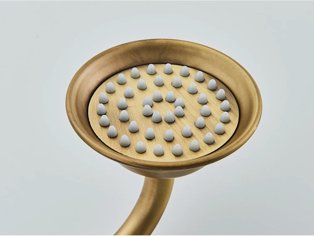 Pommeau de douche doré vintage à buses motif fleur
