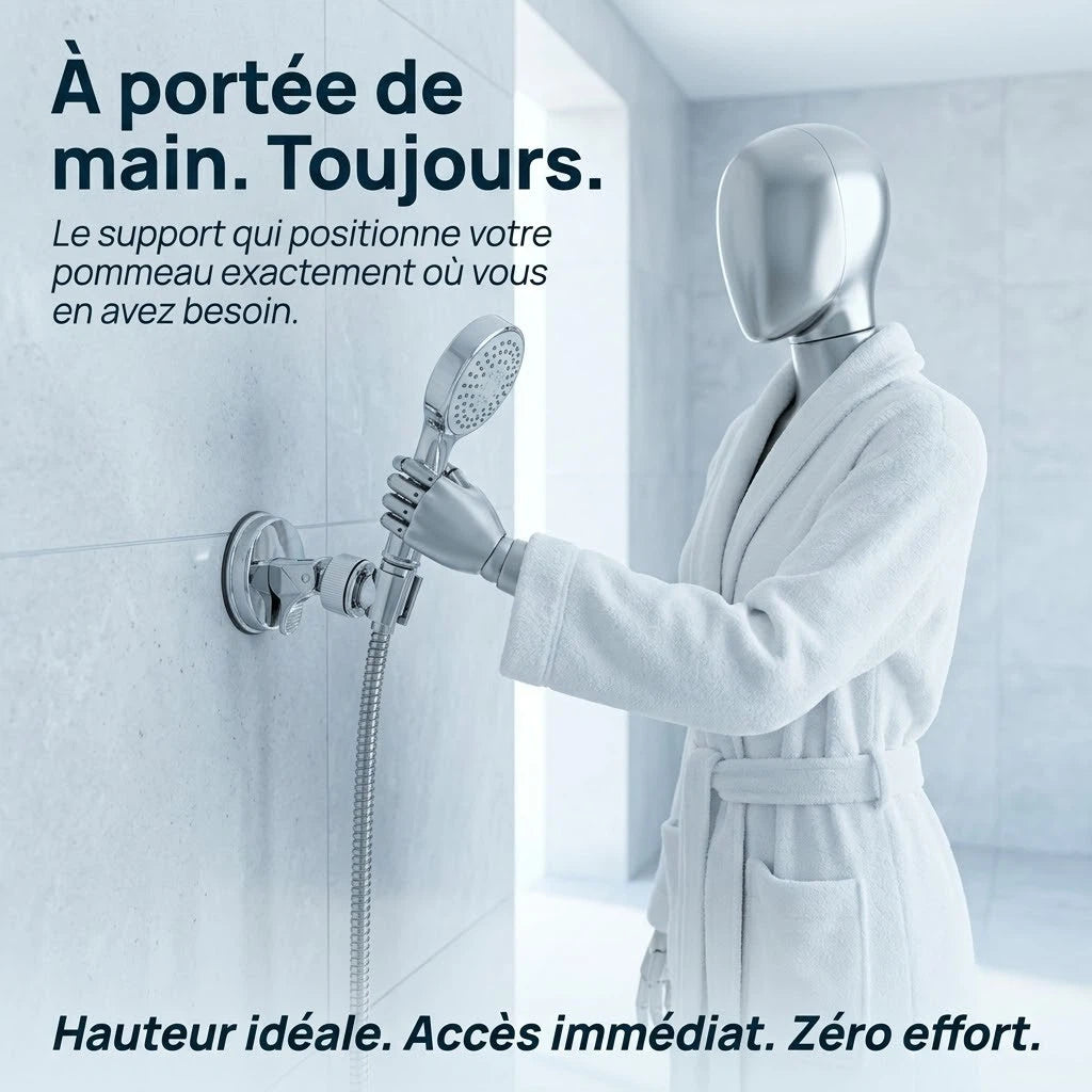 Support de douche à ventouse réglable - vue de détail sur fond blanc