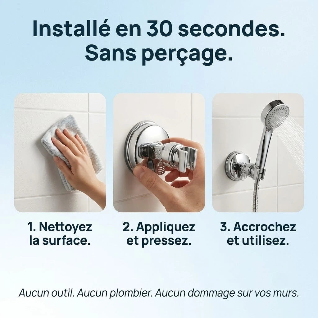 Support de douche à ventouse réglable - vue principale sur fond blanc