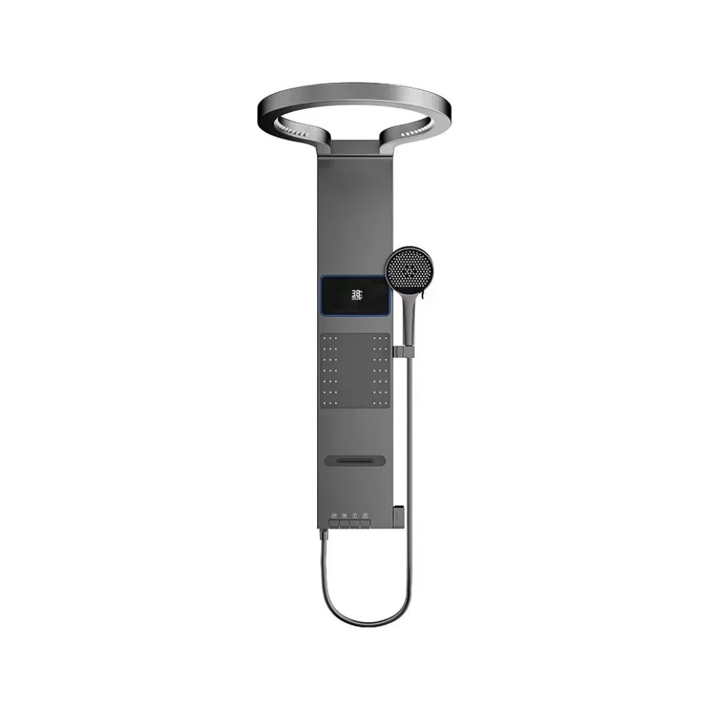 Colonne de Douche Argent Anneau Pluie Céleste Mitigeur LED - vue principale sur fond blanc
