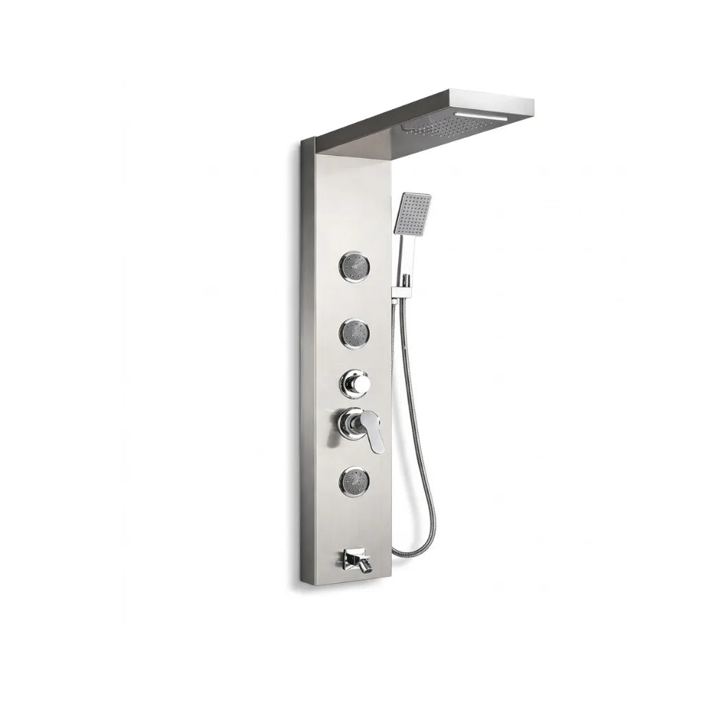 Colonne de Douche Hydromassante Inox Brossé - 3 Jets