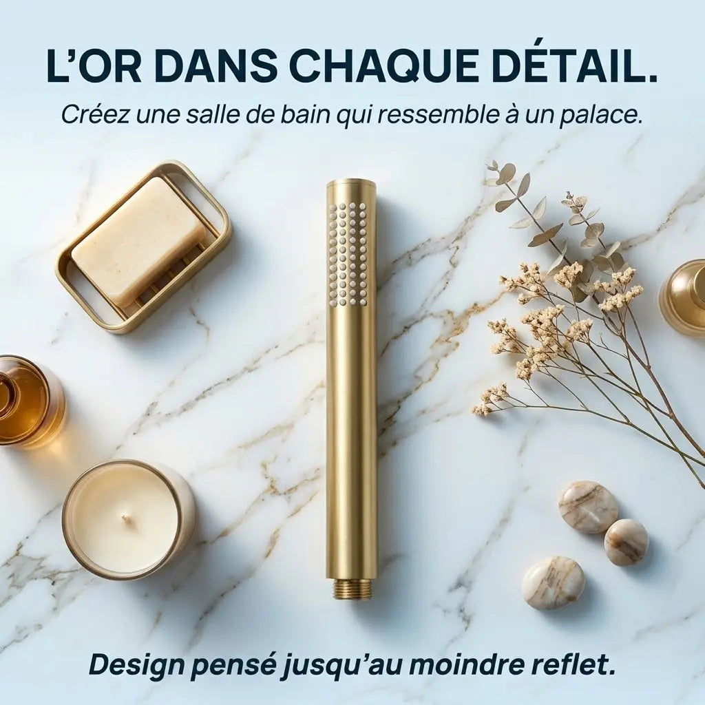 Douchette Dorée Brossée Bâton Cylindrique Minimaliste