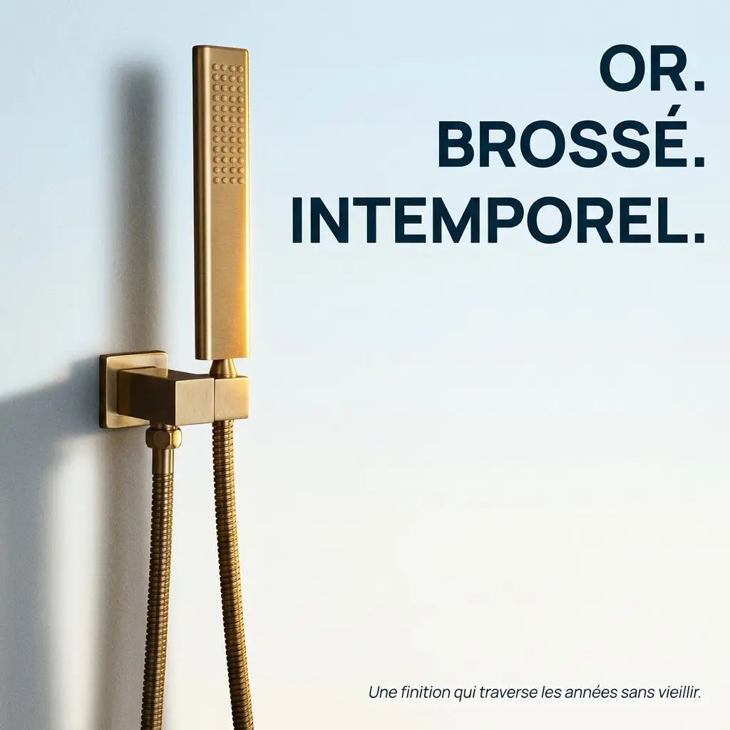 Douchette Dorée Brossée Rectangle Allongé en Laiton