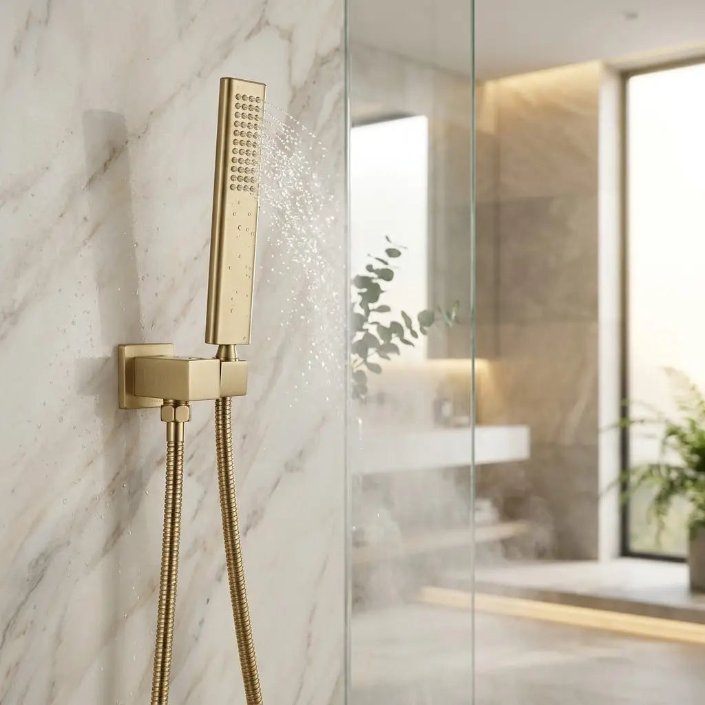 Douchette Dorée Brossée Rectangle Allongé en Laiton