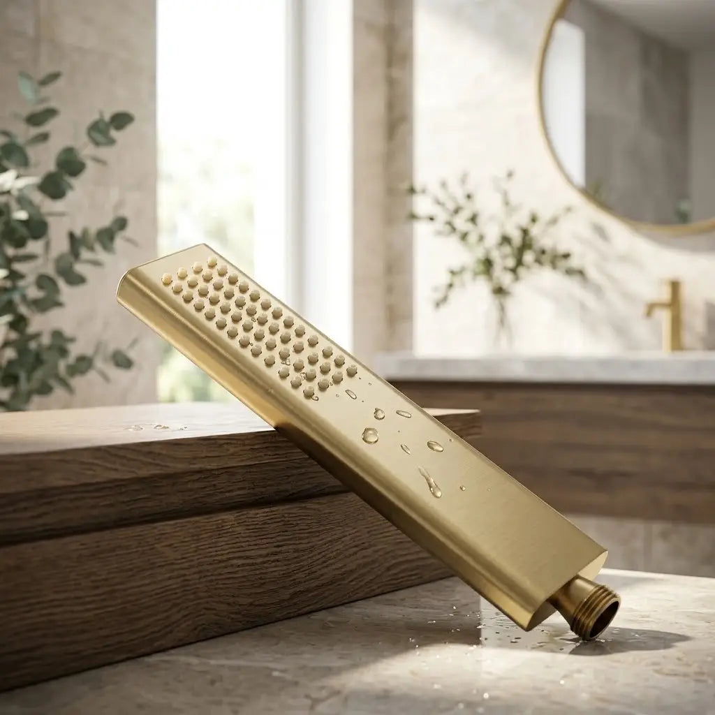 Douchette Dorée Brossée Rectangle Allongé en Laiton