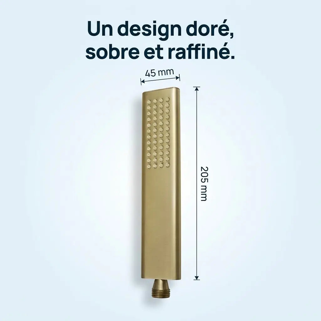 Douchette Dorée Brossée Rectangle Allongé en Laiton