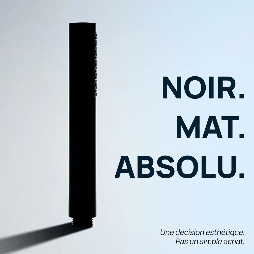 Douchette Noire Mate Jet Unique - vue rapprochée sur fond blanc