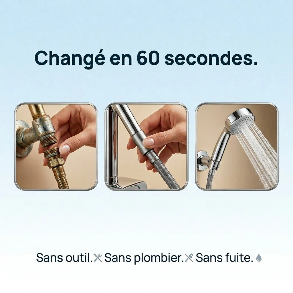 Raccord de douche tressé universel 1.5/2m - vue de face sur fond blanc