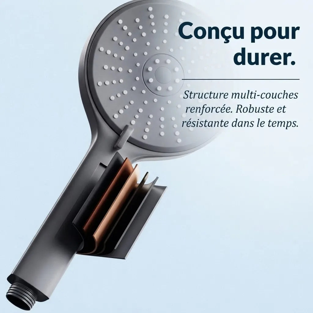 Pommeau de Douche Haute Pression 5 Jets - vue de côté sur fond blanc