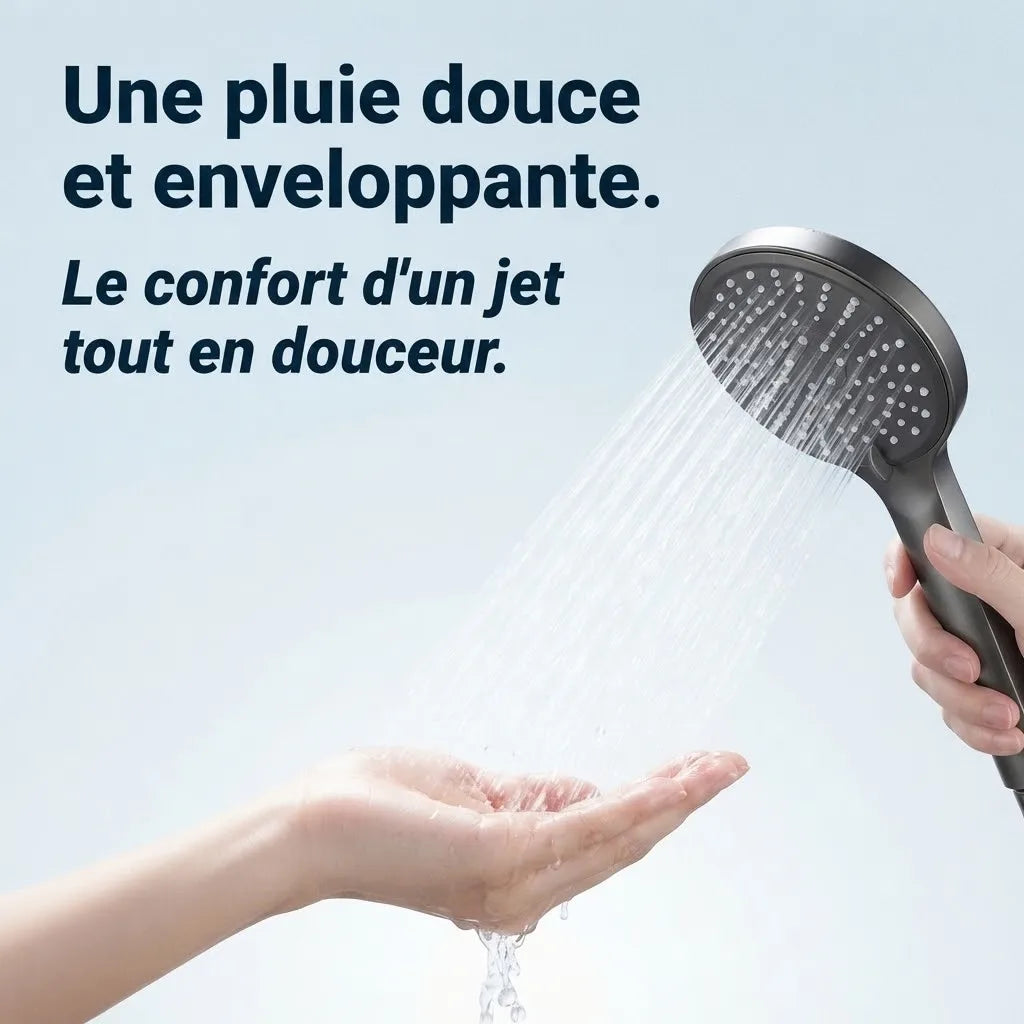 Pommeau de Douche Haute Pression 5 Jets - vue de dos sur fond blanc