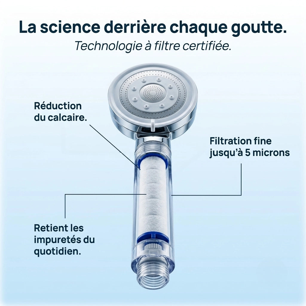 Explication d'un filtre pommeau de douche haute pression.