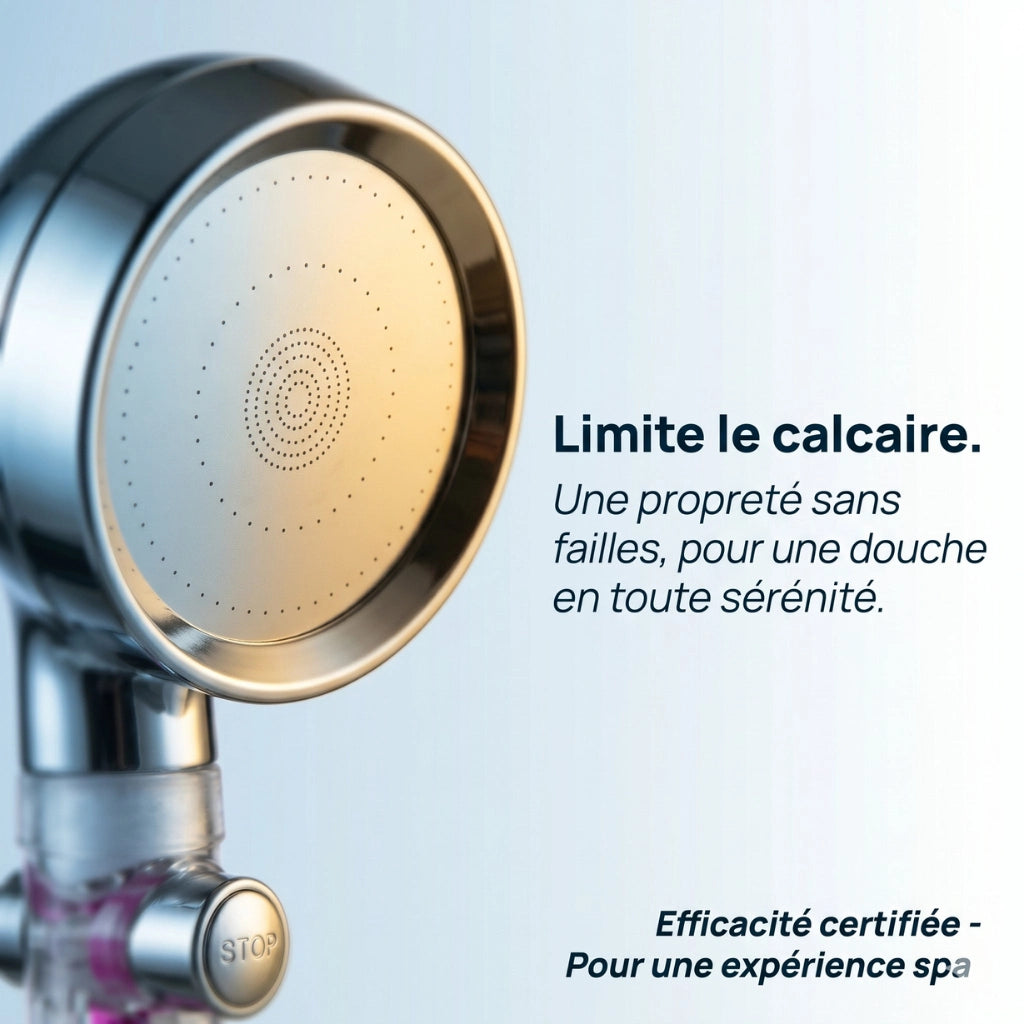 Pommeau de douche anti calcaire turbo chargé