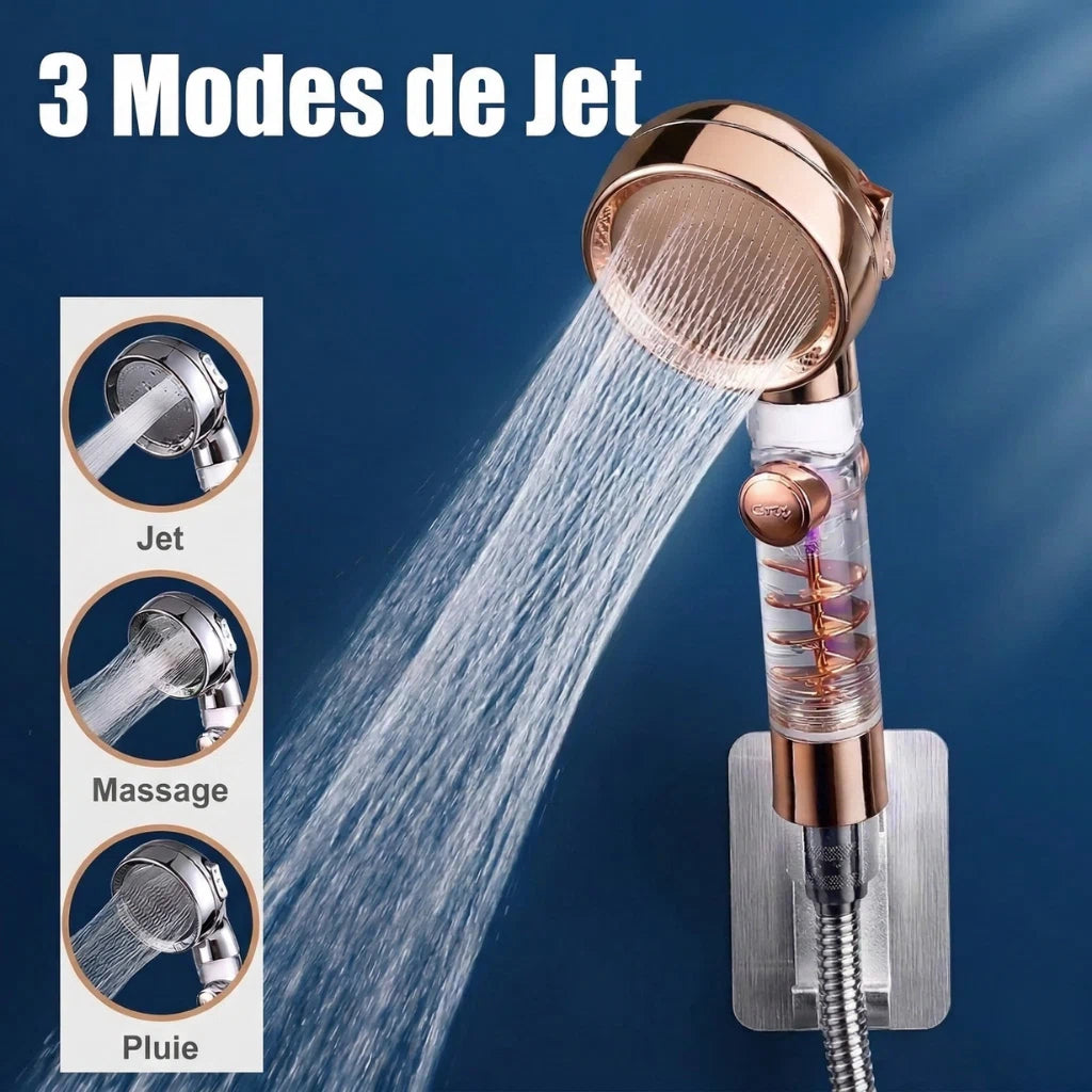 Mode de jets pommeau de douche turbo anticalcaire avec jet d’eau puissant pour la douche