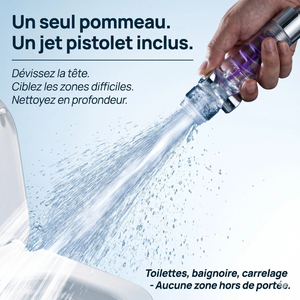 Pommeau de douche anti calcaire turbo chargé