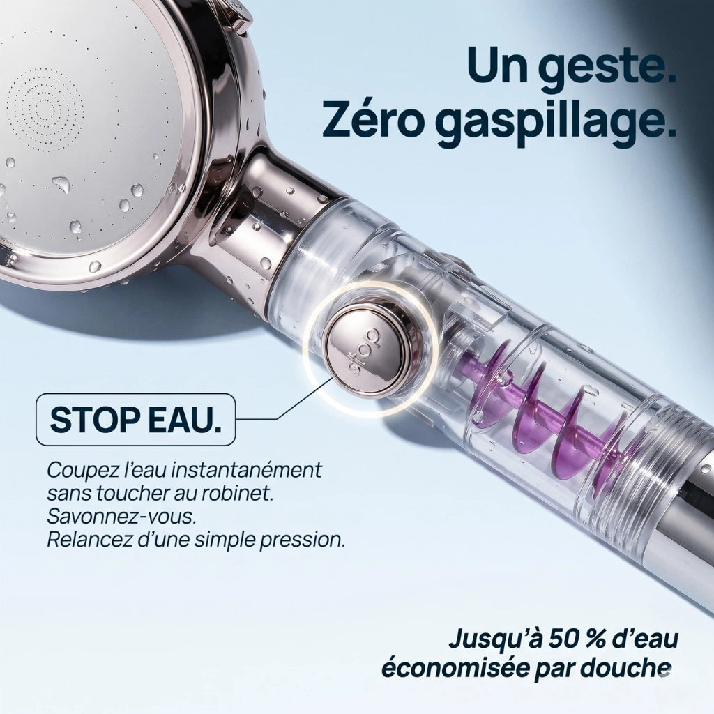 Pommeau de douche anti calcaire turbo chargé