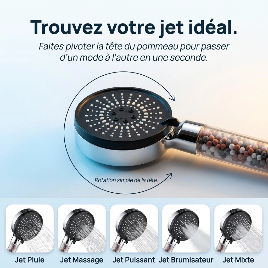Pommeau de douche à billes effet pluie - vue principale sur fond blanc