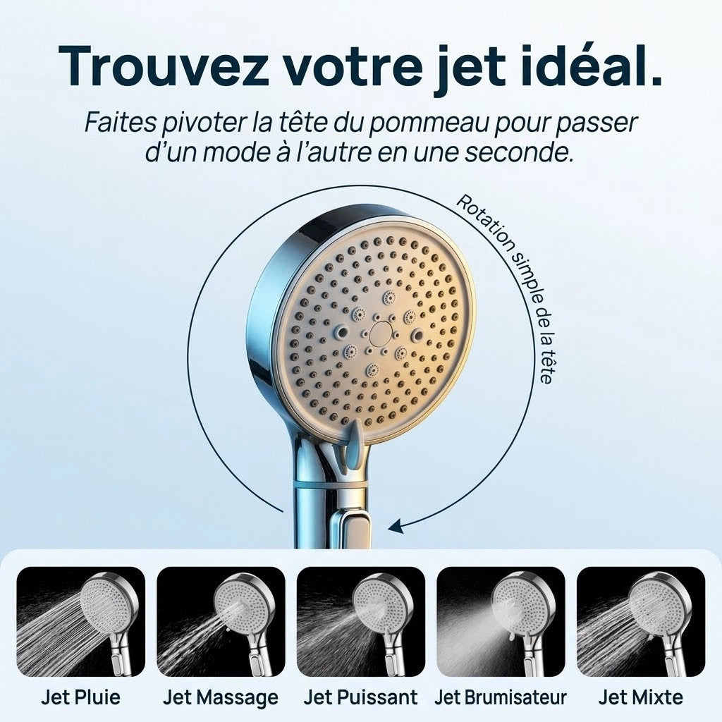 Pommeau de douche à billes multi-jets - vue principale sur fond blanc