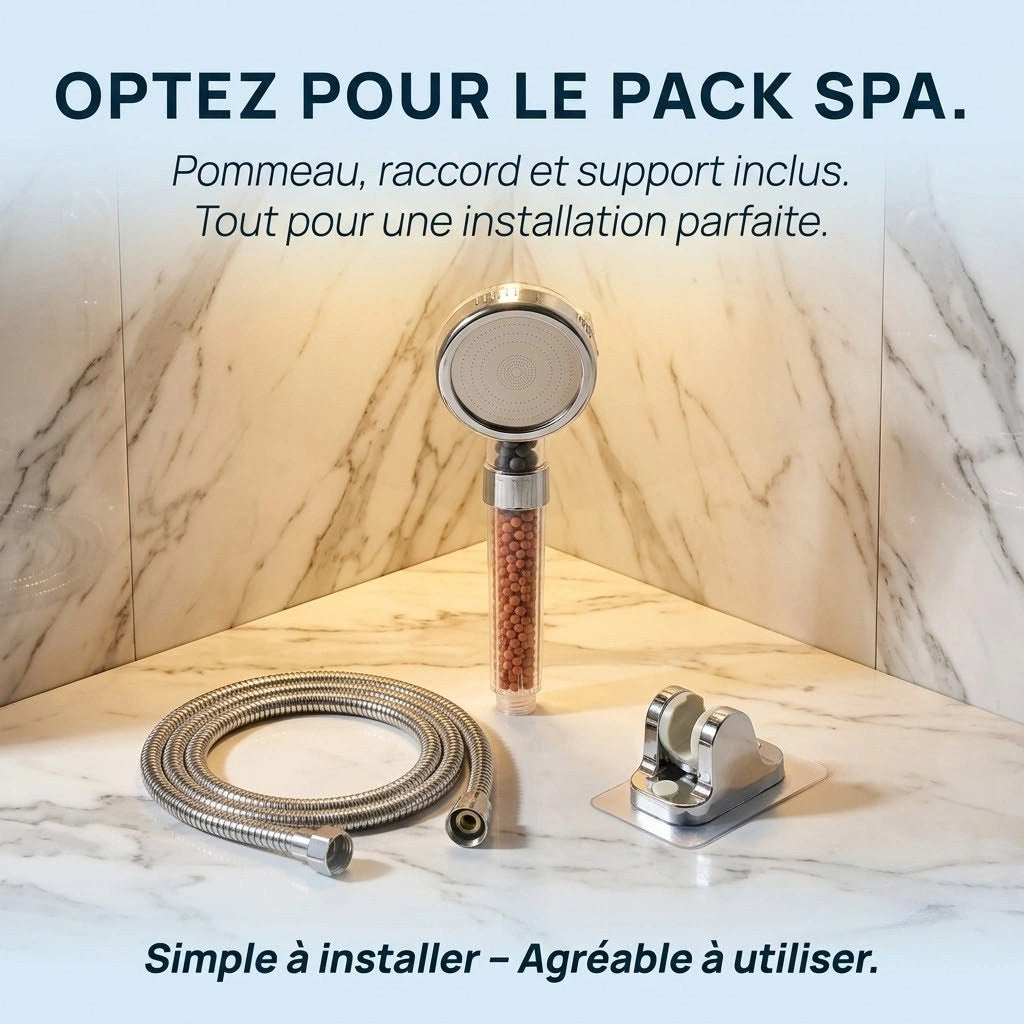 Pommeau de douche à billes spa - vue rapprochée sur fond blanc