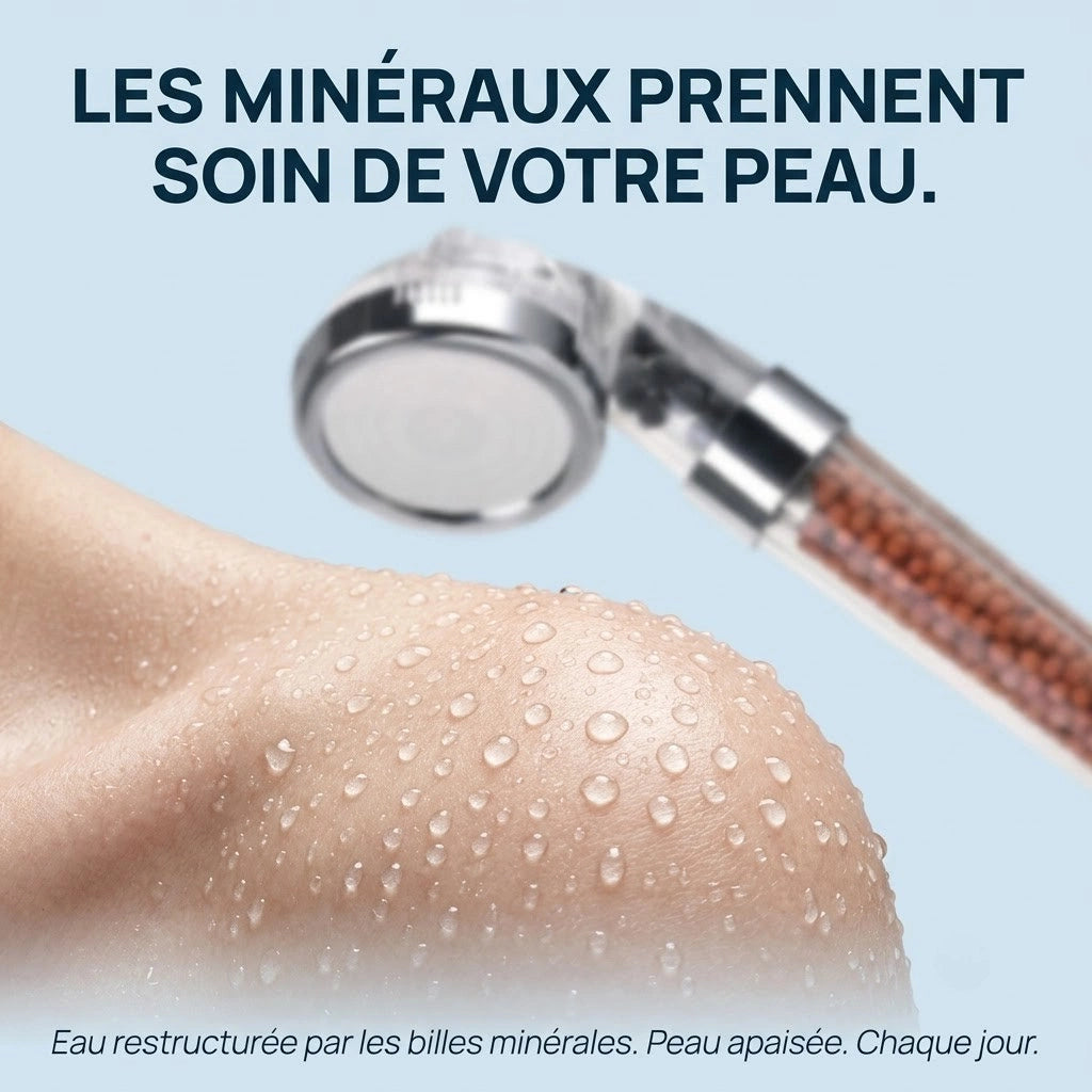 Pommeau de douche à billes spa - vue de détail sur fond blanc
