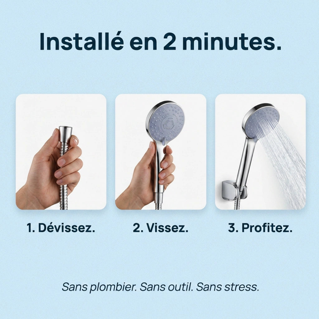 Pommeau de douche haute pression avec buse - vue de détail sur fond blanc