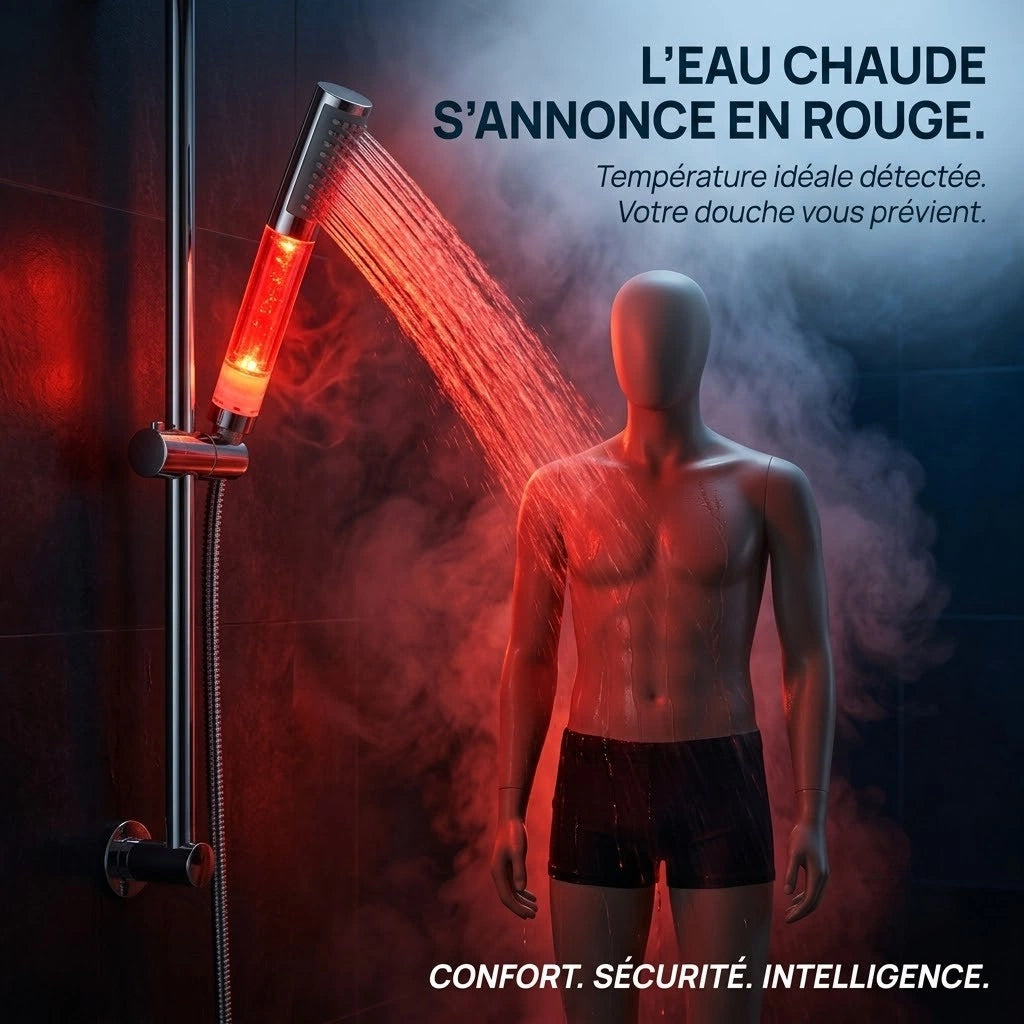 Pommeau de douche à led compact - vue de face sur fond blanc
