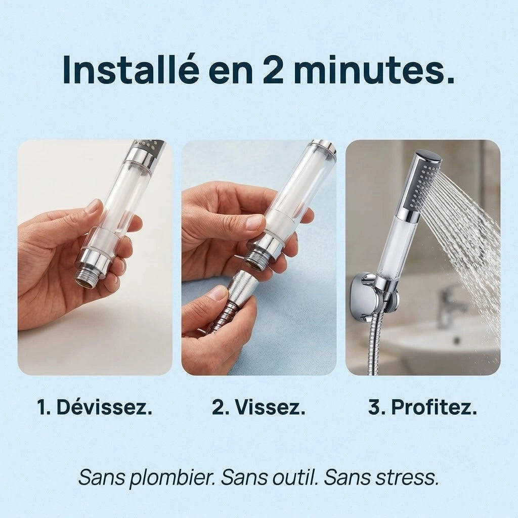 Pommeau de douche à led compact - vue rapprochée sur fond blanc