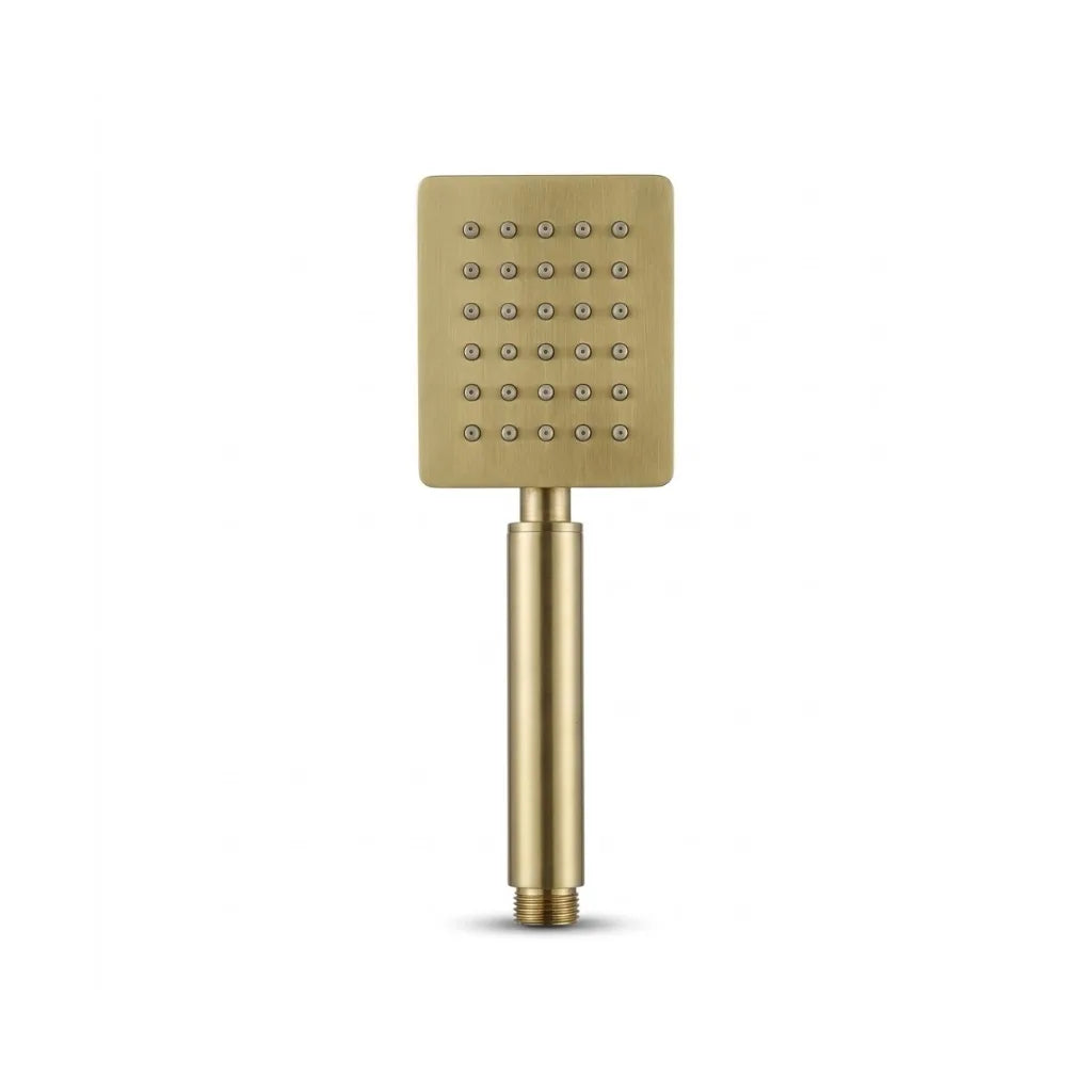 Pommeau de Douche Doré Brossé Tête Carrée Plate - vue principale sur fond blanc