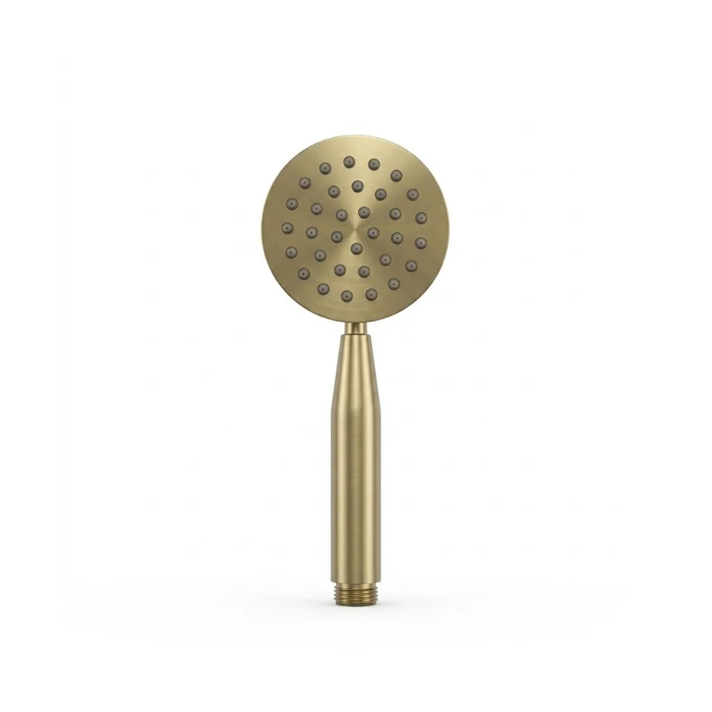 Pommeau de Douche Doré Brossé Rond Manche Conique - vue principale sur fond blanc