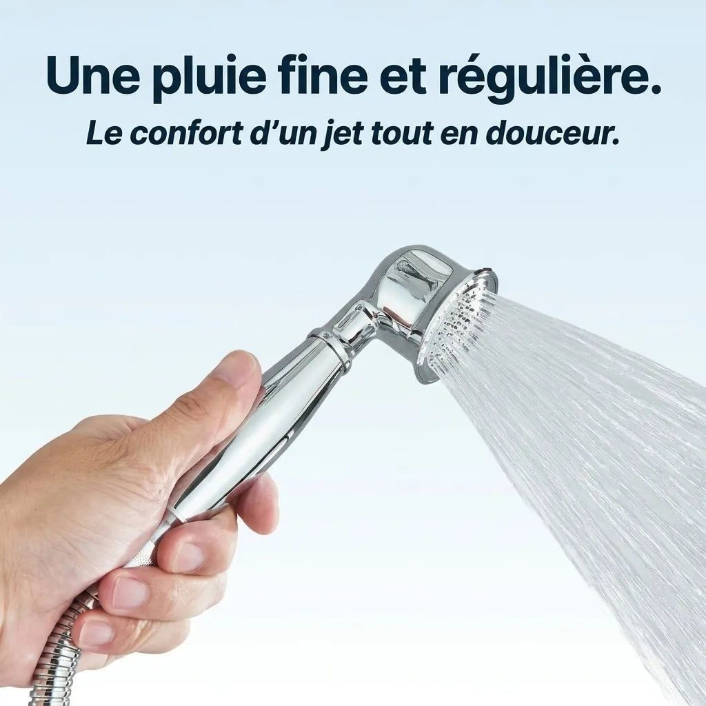 Pommeau de Douche Économique Chromé Vintage en Laiton - vue de face sur fond blanc