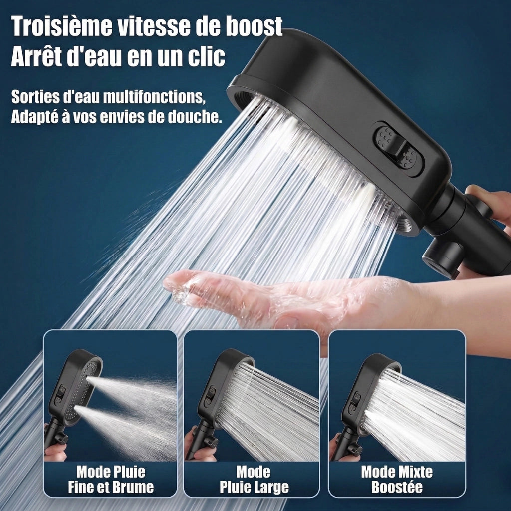 Mode de jets d’un pommeau de douche avec filtre pour éliminer le calcaire