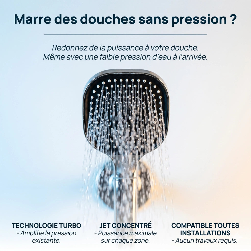 Pommeau de douche haute pression avec filtre - en utilisation dans la douche
