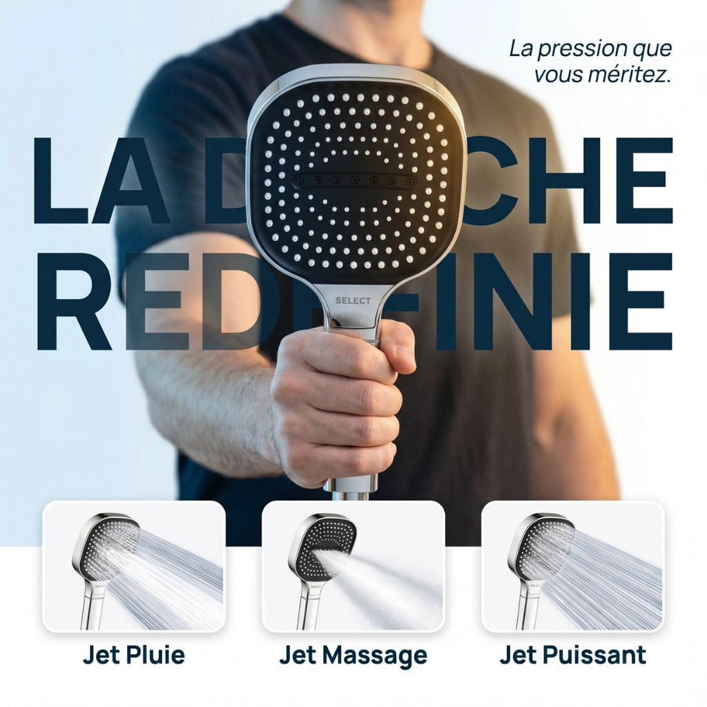 Pommeau de douche haute pression avec filtre - vue principale sur fond blanc