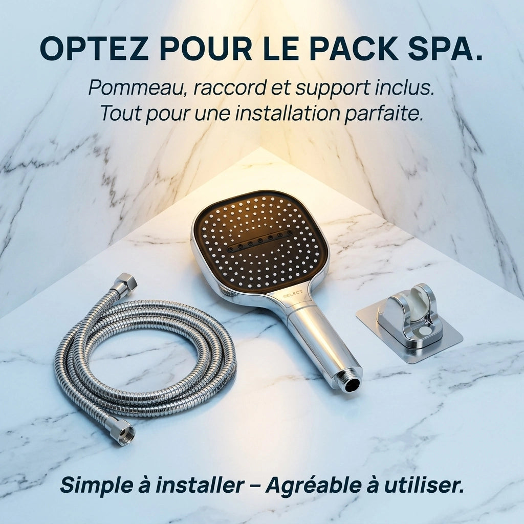 Pommeau de douche haute pression avec filtre - vue d'ensemble sur fond blanc