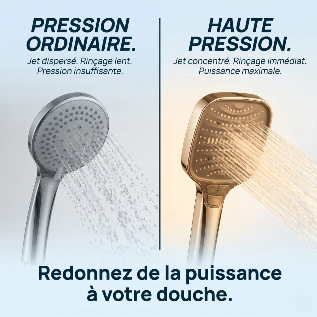 Pommeau de douche multifonctionnel à haute pression - vue de détail sur fond blanc
