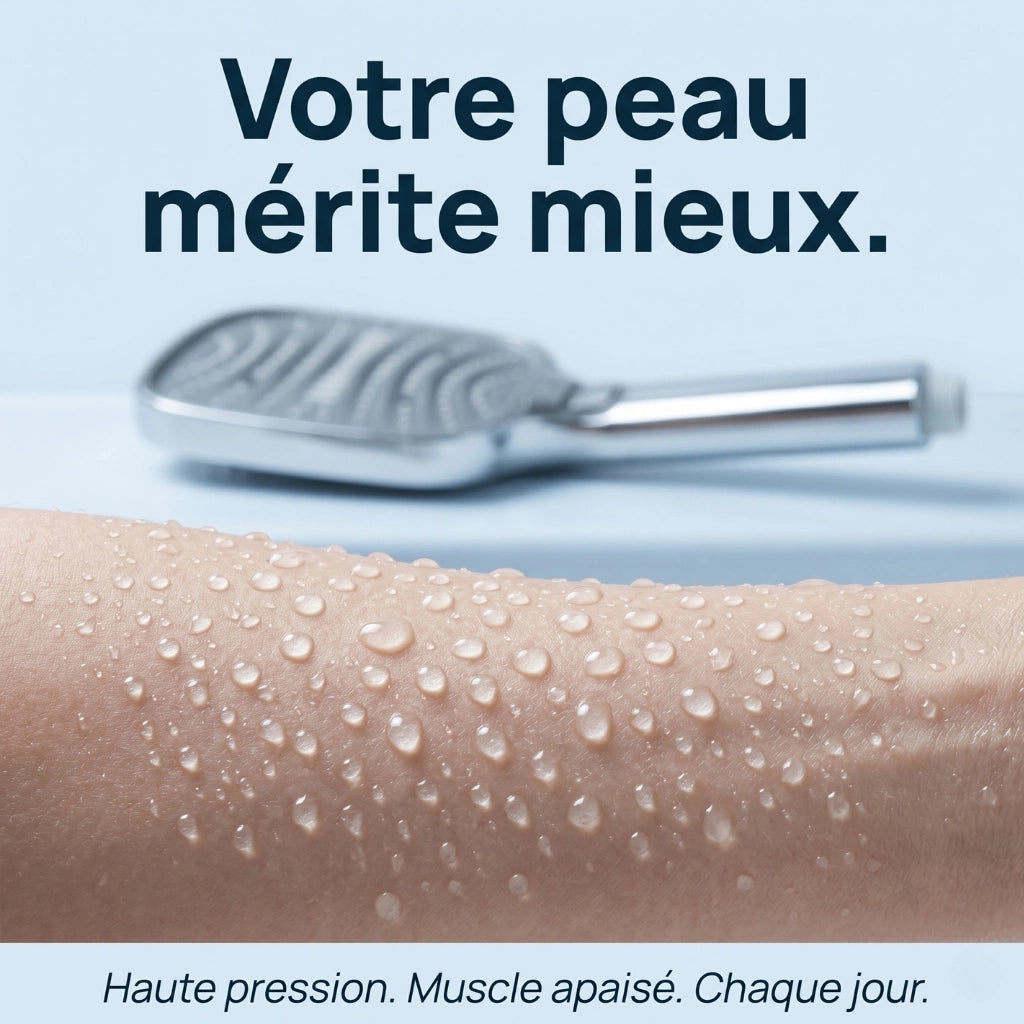 Pommeau de douche multifonctionnel à haute pression - vue rapprochée sur fond blanc