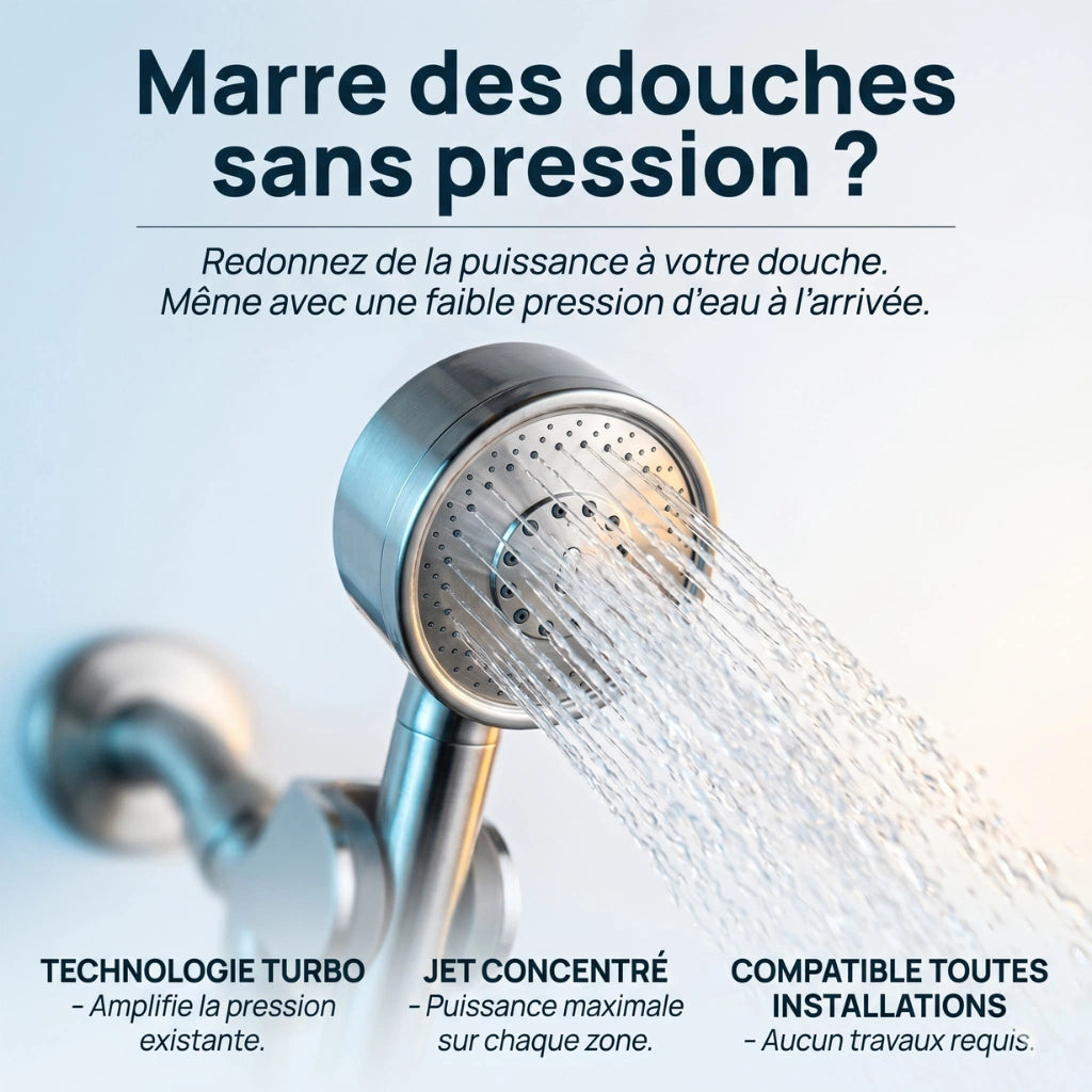 Pommeau de douche acier inoxydable haute pression pulvérisateur - détail des buses sur fond blanc
