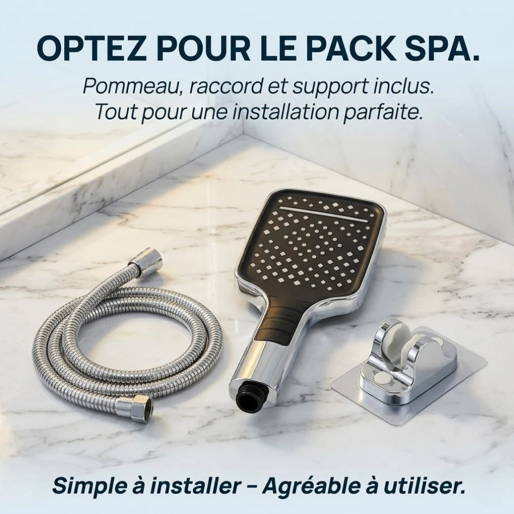Pommeau de douche haute pression 3 en 1 - en utilisation dans la douche