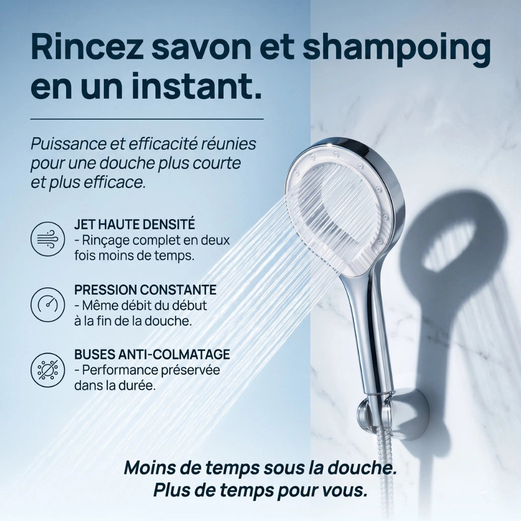 Pommeau de douche spa haute pression - vue de détail sur fond blanc