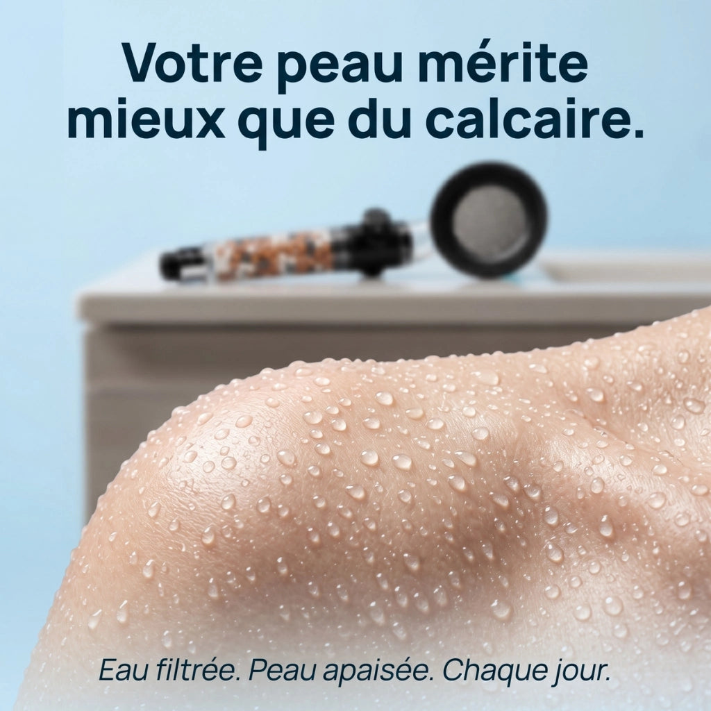 Pommeau de douche hélice anti calcaire à billes - vue de face sur fond blanc