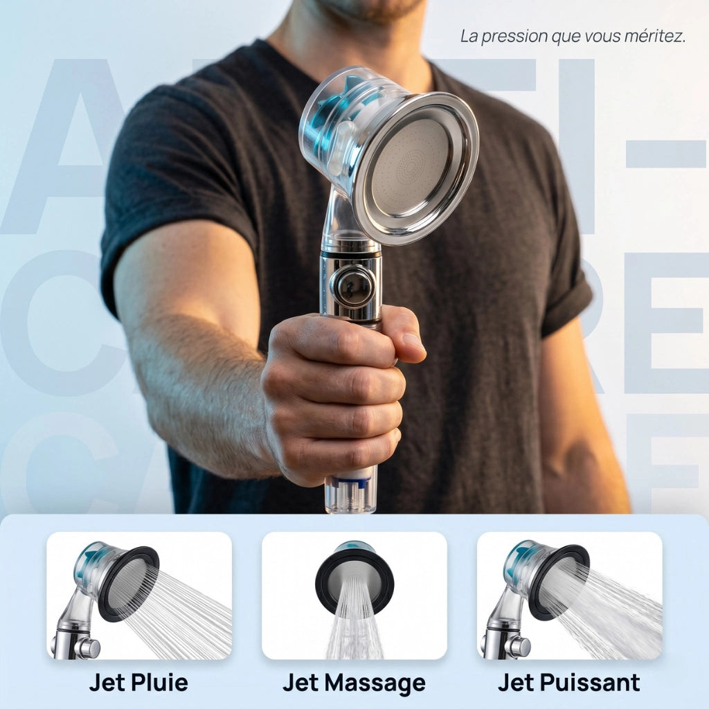 Pommeau de douche hélice anti calcaire à filtre