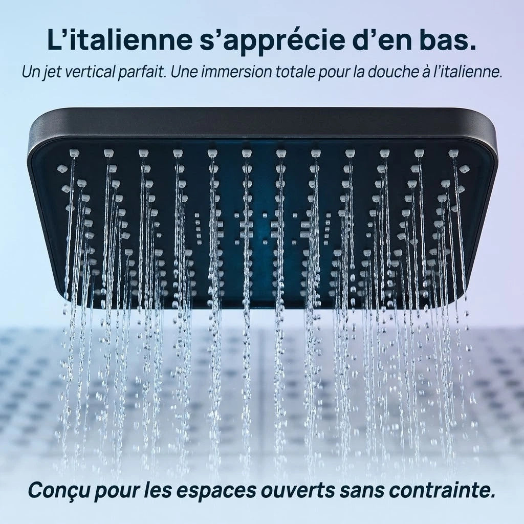 Pommeau de douche italienne haute pression - vue de face sur fond blanc