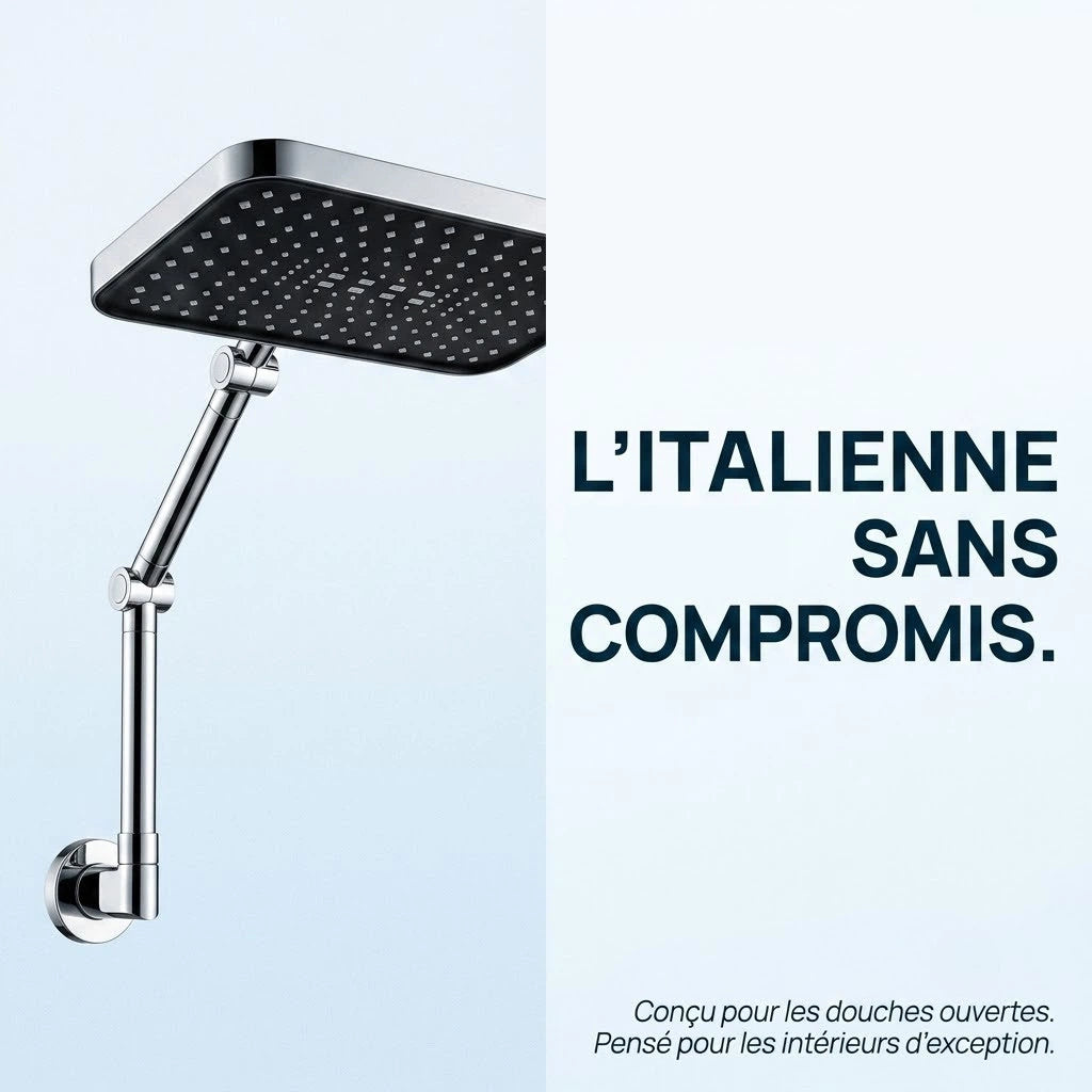Pommeau de douche italienne haute pression - vue de dos sur fond blanc