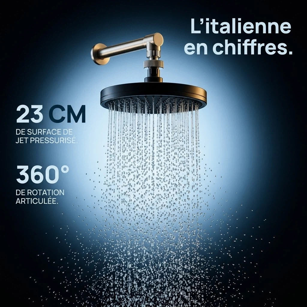 Pommeau de douche italienne noir 6 modes - vue de face sur fond blanc