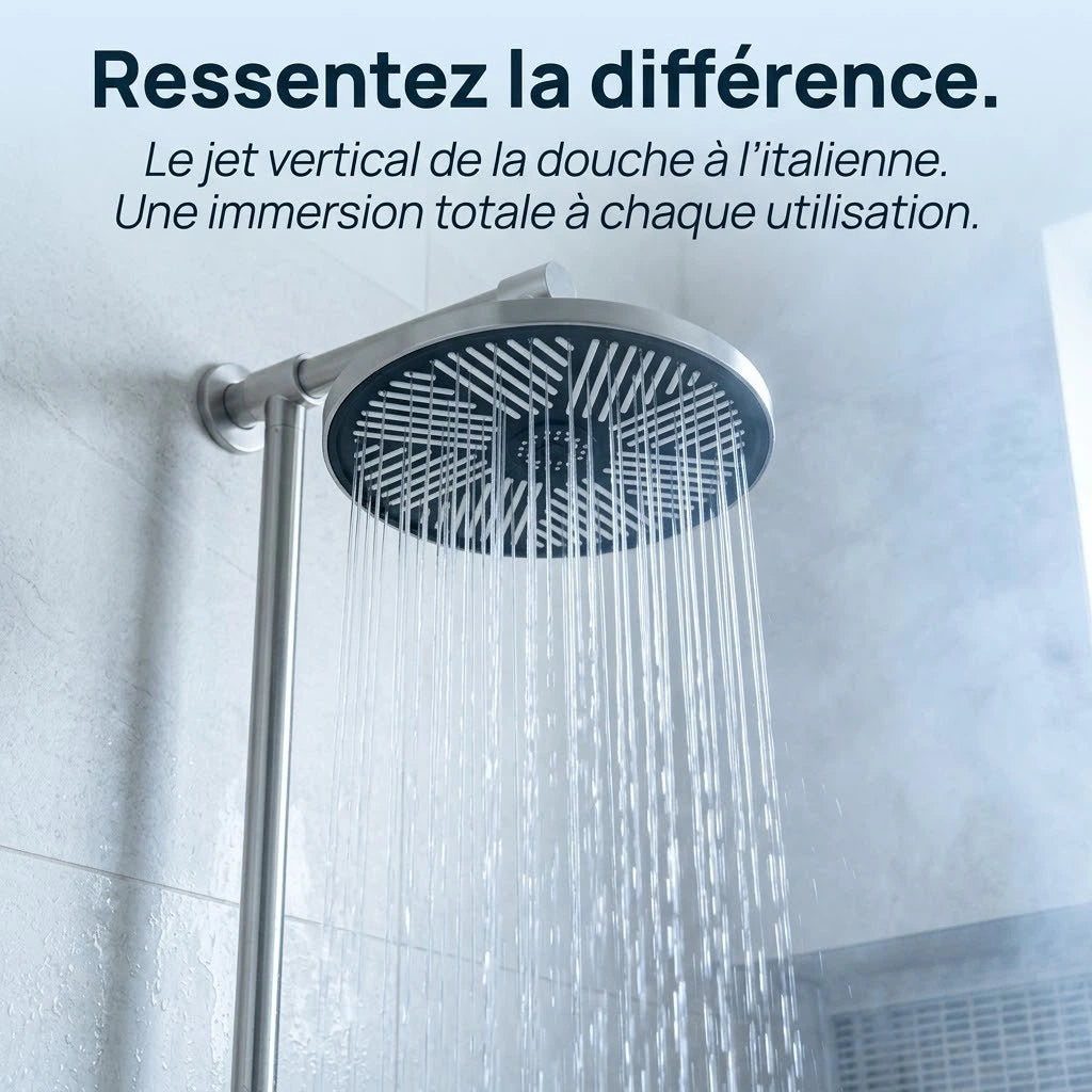Pommeau de douche italienne à spirale - vue de dos sur fond blanc