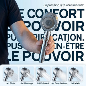 Pommeau de douche anti calcaire jet puissant