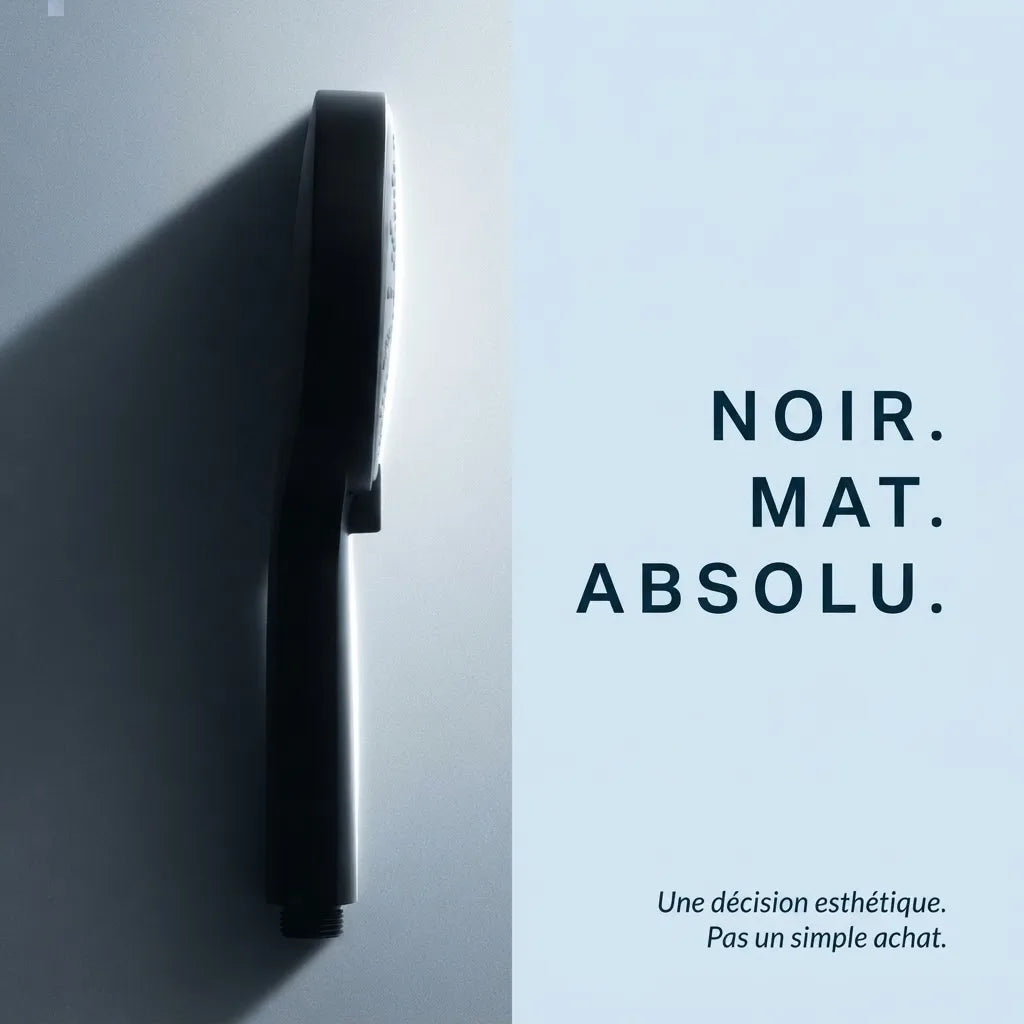 Pommeau de Douche Noir 5 Jets Booster - vue rapprochée sur fond blanc
