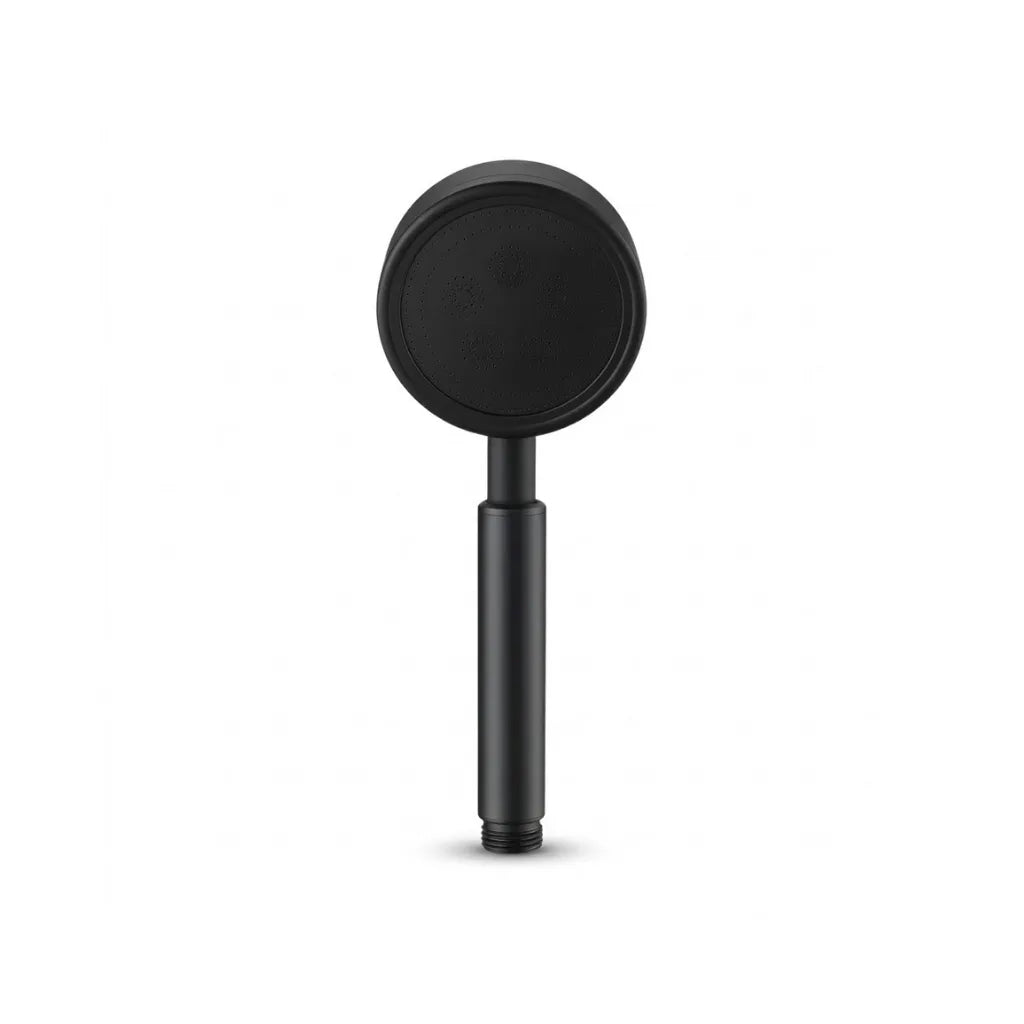 Pommeau de douche haute pression noir en acier inoxydable - vue principale sur fond blanc