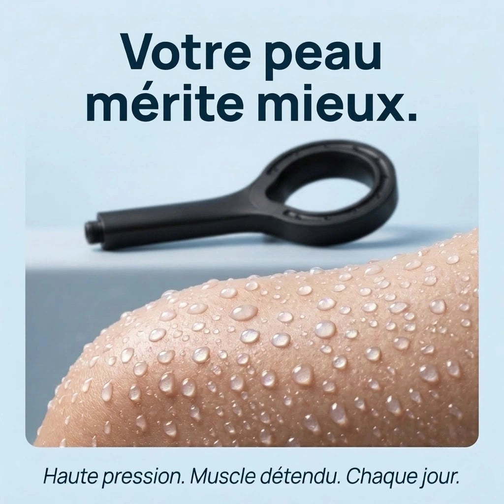Pommeau de douche noir pressurisé - vue principale sur fond blanc