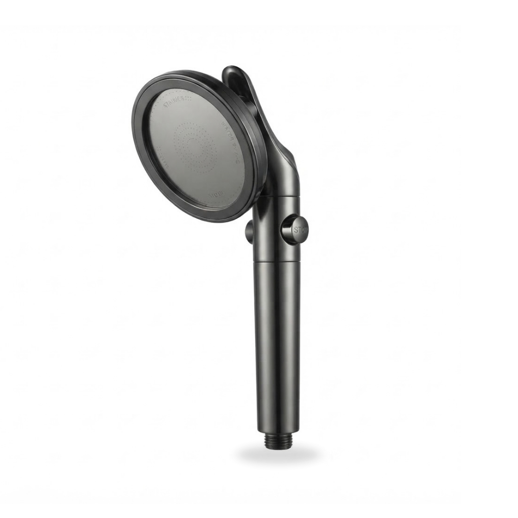 Pommeau de Douche Noir Orientable - Double Usage Main et Fixe - vue principale sur fond blanc